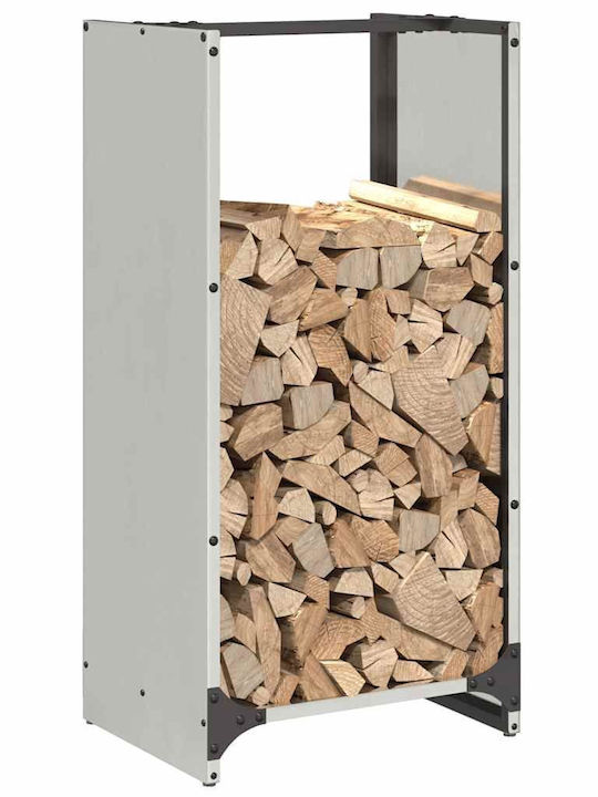 vidaXL Firewood Inox Shelf Wood Storage 40x30x80cm Silver