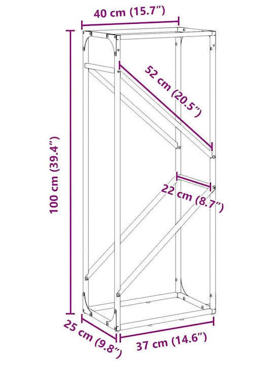 vidaXL Firewood Inox Shelf Wood Storage 40x25x100cm Green