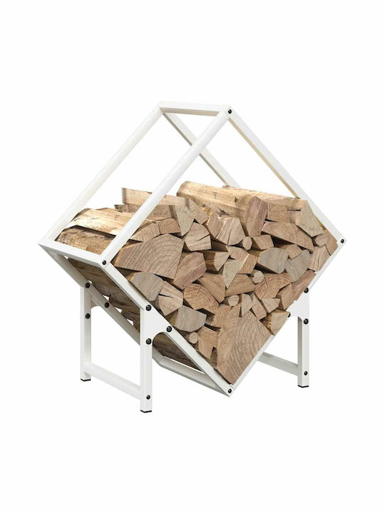 vidaXL Дърва за огрев Inox Рафт Съхранение на Дърва 50x25x50см Бял