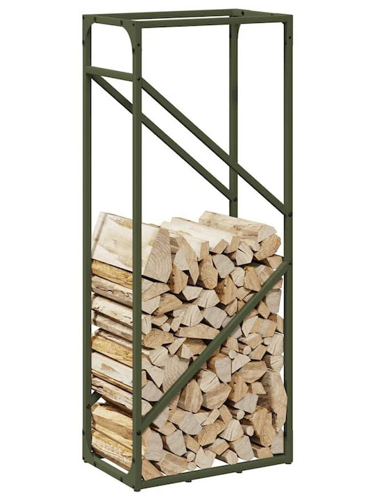 vidaXL Firewood Inox Shelf Wood Storage 40x25x100cm Green