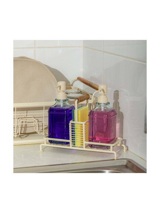 Estia Allure Dispenser Kitchen Metallic with Sponge Holder Ecru 300ml