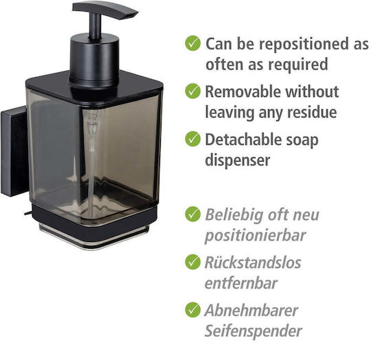 Wenko Επιτοίχιο Dispenser Πλαστικό Μαύρο 340ml
