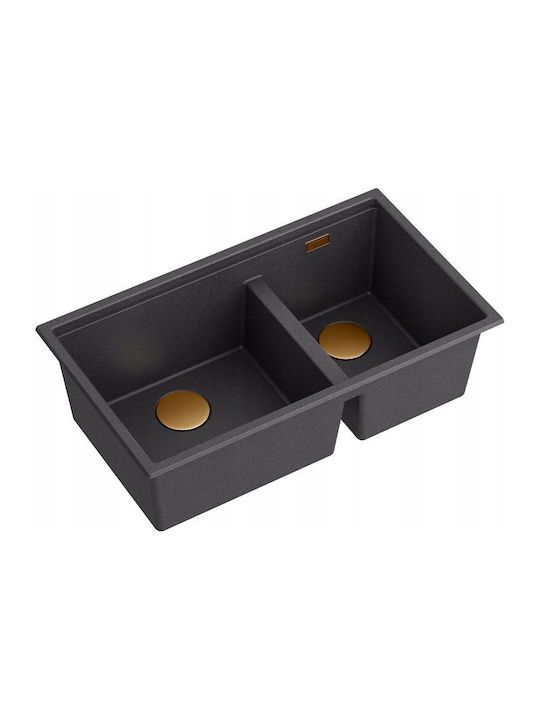 GraniteQ Drop-In Spüle aus Verbundgranulat B84xT48.5cm Braun