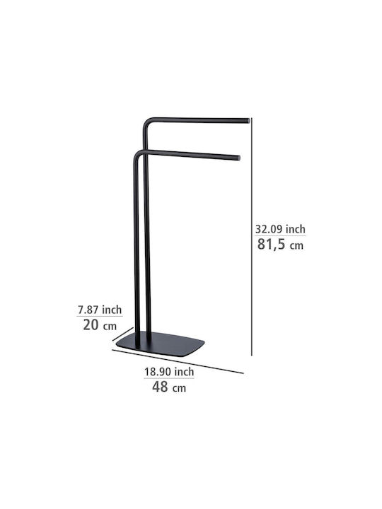 Wenko Bathroom Hook Wall-Mounted Single Towel Rack 81.5x200cm Inox Black