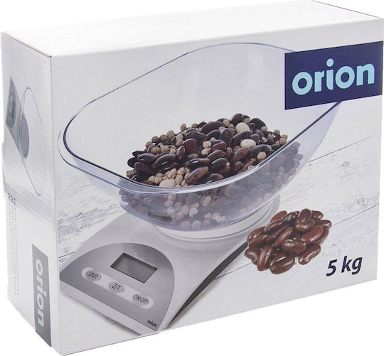Orion Ψηφιακή Ζυγαριά Κουζίνας με Κάδο έως 5kg Ασημί