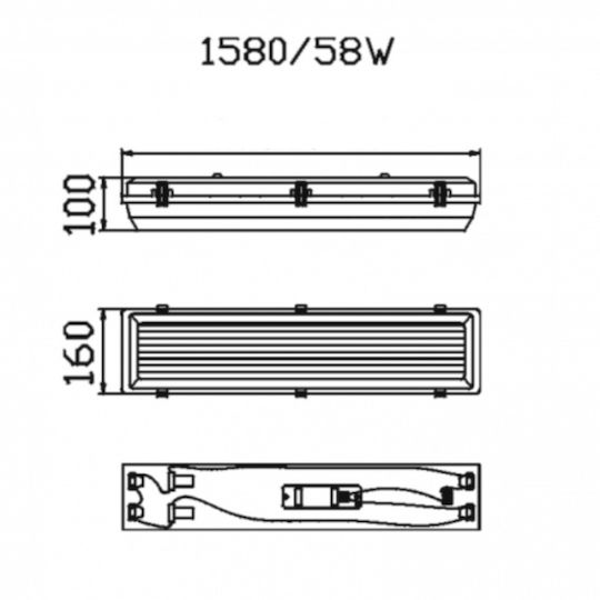 DIL Kommerzielle lineare Beleuchtung Leuchte Decke IP65 B158xT16xH10cm
