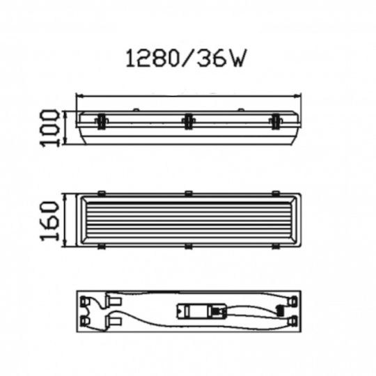 Wasserdicht Gris-t8 Abs+ps+r G13 2x36w 230v Ecg