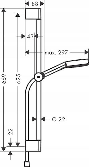 Hansgrohe Βέργα Ντουζ με Τηλέφωνο και Σπιράλ
