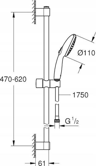 Grohe Tempesta 110 Βέργα Ντουζ με Τηλέφωνο και Σπιράλ