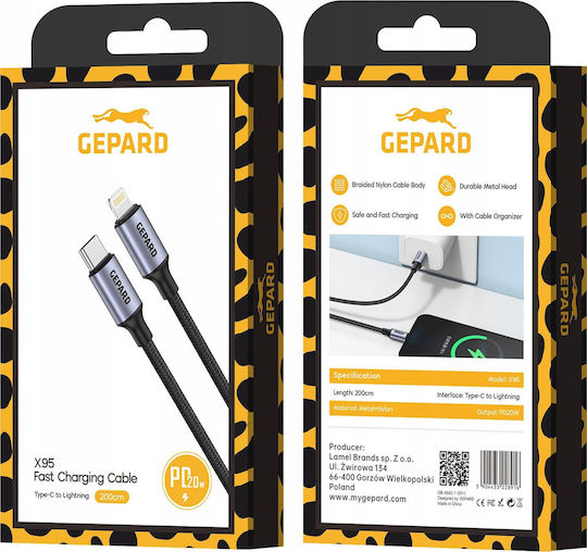 Gepard USB-C to Lightning Cable Black 1.2m