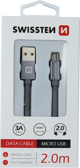 Swissten Regulär USB 2.0 auf Micro-USB-Kabel Gray 2m (71522302) 1Stück