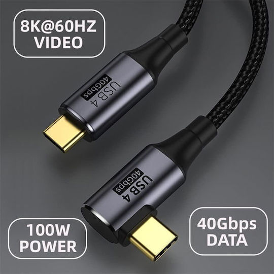 PremiumCord Cablu Video USB 4 USB-C Masculin - Thunderbolt 3 / USB-C 240W PD Negru 1.2m