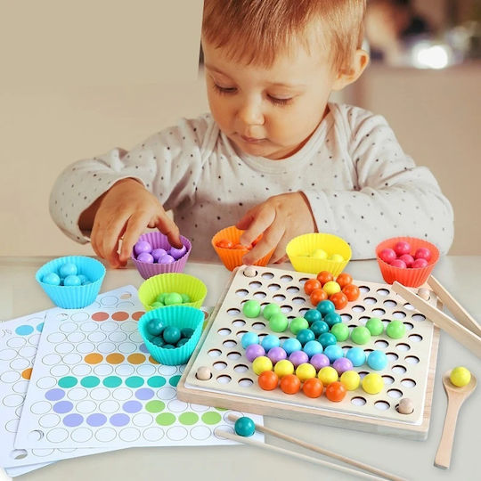 Jucărie educativă din lemn 89 de piese copii 3 ani+ Montessori 22x22 cm multicoloră
