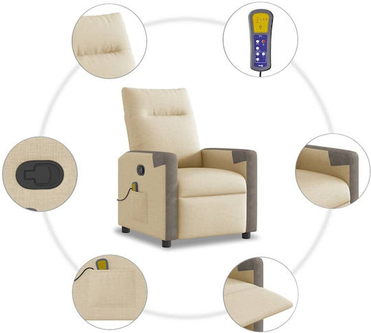 Relax Armchair Massage with Footstool Cream 50x54x100cm