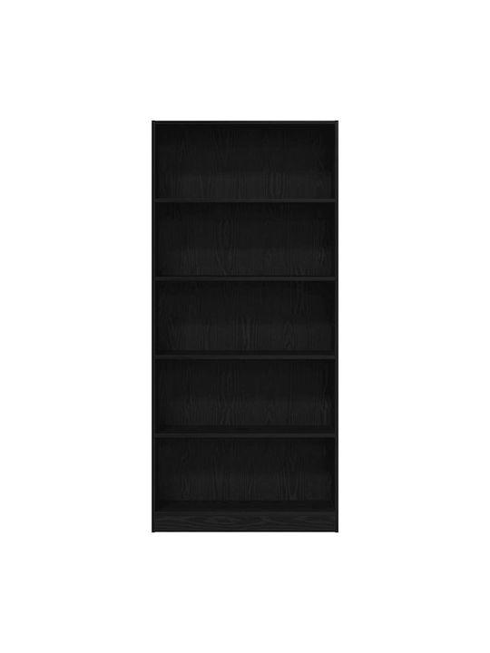 Bibliotecă Neagră Stejar 80x24x176 cm
