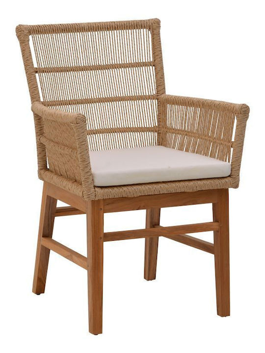 Inca-wooly 7 Stück Garten- und Outdoor-Möbelsets für Speisesaal Naturbeige mit Kissen