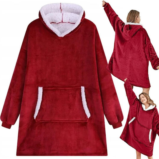 Κουβέρτα Fleece με Μανίκια 78x85εκ. Κόκκινη