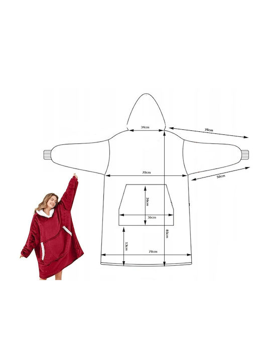 Κουβέρτα Fleece με Μανίκια 78x85εκ. Κόκκινη