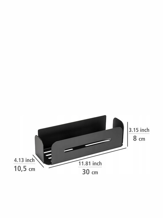 Wenko Wall Mounted Bathroom Shelf Metallic 30x8x10.5cm Black