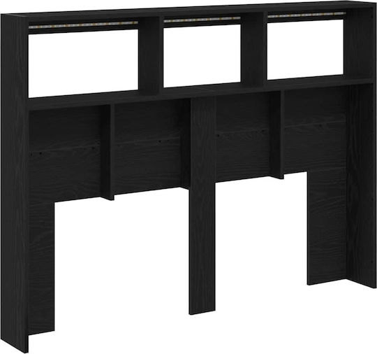 vidaXL LED Bed Headboard Wooden Black Oak 140x102cm