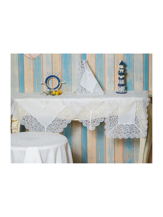 Qz1600053 White Linen Embroidery Silk Lace 60% linen 40% polyester 160×220 Liolios Home