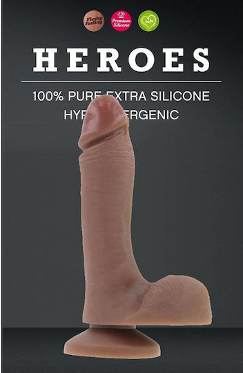 Heroes Realistic Dildo With Suction Cup Brown 19cm