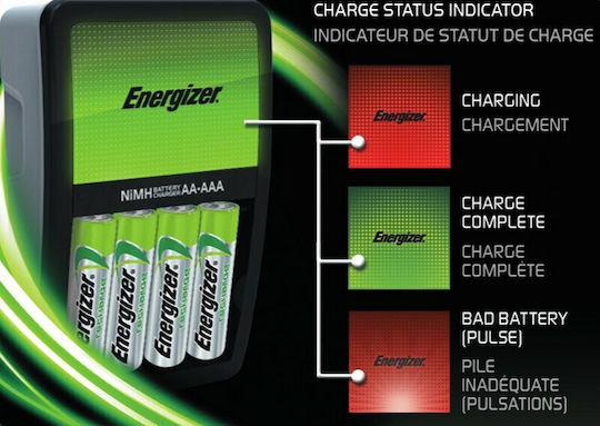 Energizer ACCU Recharge Maxi Φορτιστής 4 Μπαταριών Ni-MH Μεγέθους AA/AAA Σετ με 4x AA 2000mAh