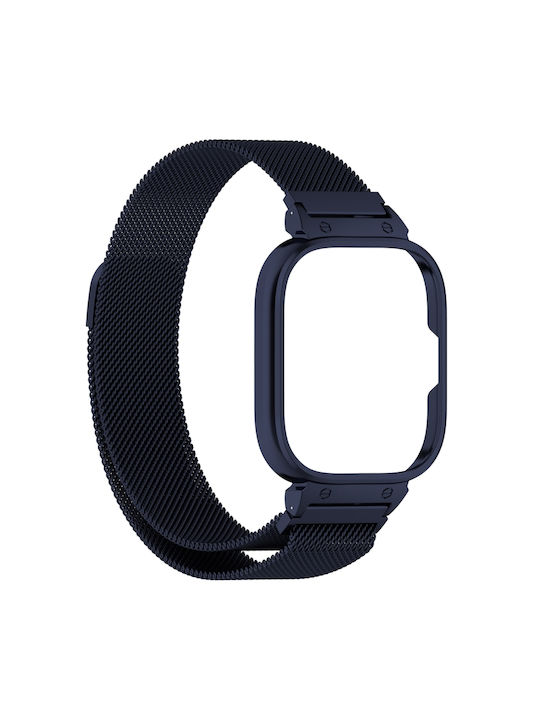 Redmi Watch 5 Xiaomi Redmi Watch 4 Wearable Case Metallic Frame Built-in Watch Case Milan Magnetic Steel Mesh Band Midnight Blue