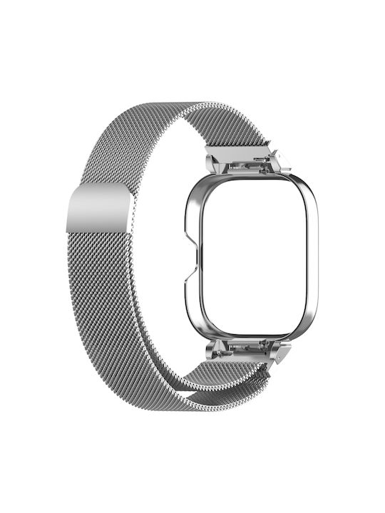 Redmi Watch 5 Xiaomi Redmi Watch 4 Wearable Case Metallic Frame Built-in Strap Milan Magnetic Steel Mesh Band Silver