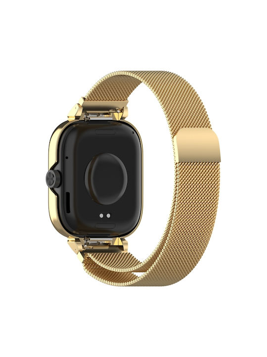 Redmi Watch 5 Xiaomi Redmi Watch 4 Tragbare Hülle Metallischer Rahmen Eingebettete Uhrenhülle Milan Magnetisches Stahl Mesh Armband Gold