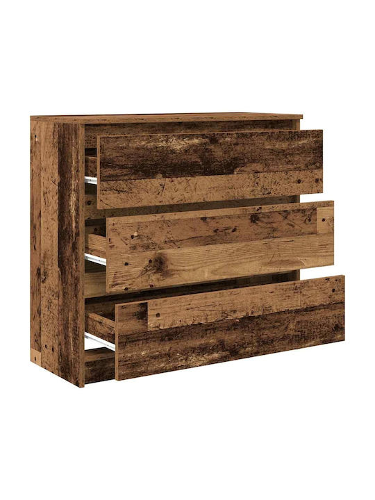Wooden Chest of Drawers Coffee 80x35x80cm