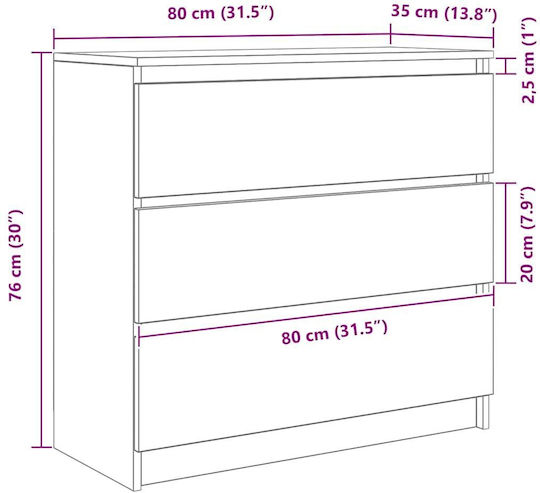 Συρταριέρα Креватокамарас Дървена Бял 80x35x80бр