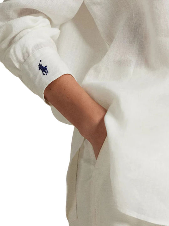 Ralph Lauren Shirt Women's Linen Long Sleeve Shirt White