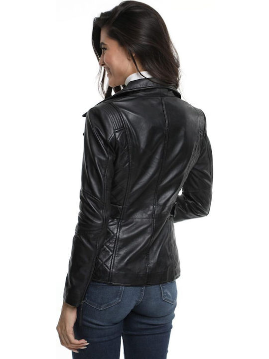 Perfecto Women's Long Lifestyle Leather Jacket for Winter Black