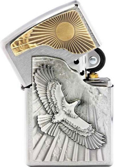 Zippo Eagle Sun Winddicht Feuerzeug Flamme in Gold Farbe