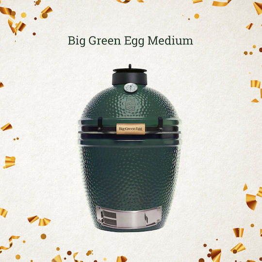 Big Green Egg Medium Keramik Holzkohlegrill Kamado mit Deckel 38cmx38cm