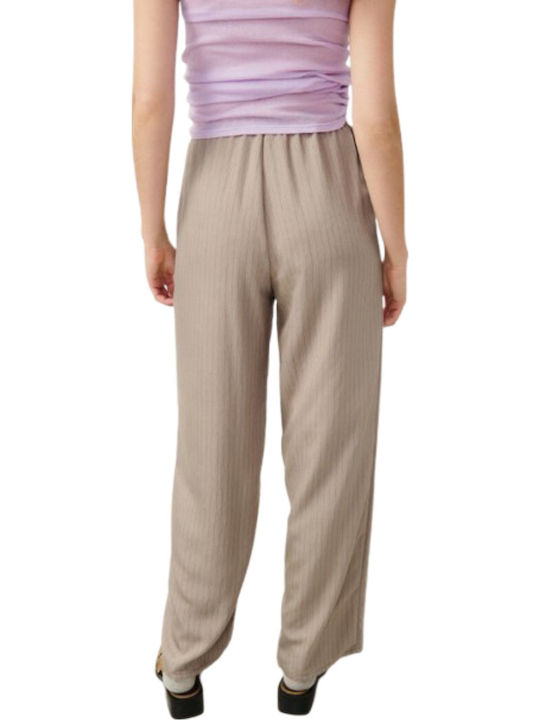 Women's Fabric Trousers Grey/fuchsia