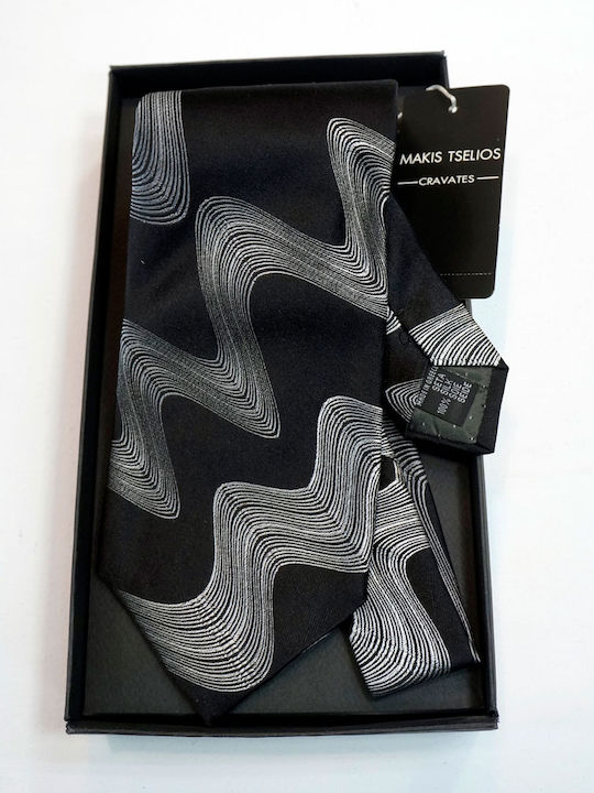 Makis Tselios Fashion Ανδρική Γραβάτα Μεταξωτή σε Μαύρο Χρώμα