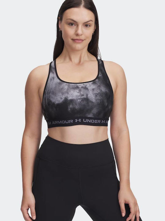 Under Armour Crossback Mid Print Women's Sports Bra without Padding Black