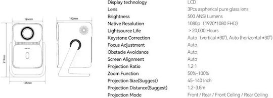 Wanbo T2 Ultra Projector LCD Full HD LED Lamp with Wi-Fi and Built-in Speakers