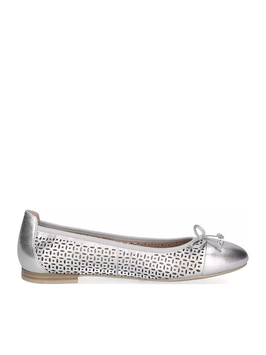 Leather Ballerinas Silver
