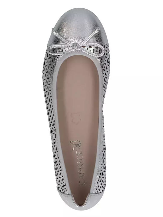 Leather Ballerinas Silver