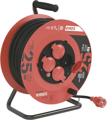Emos Waterproof Extension Reel Cord 25m Black