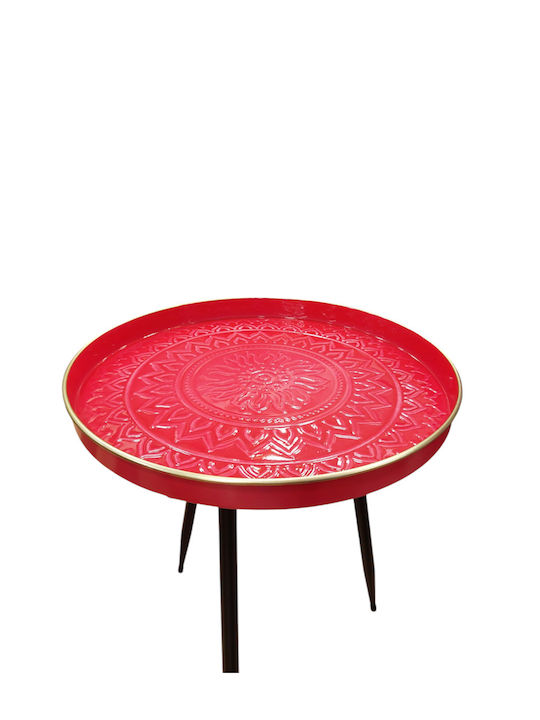 Kaffeetisch Beistelltisch Metall Rote - Schwarze M41xL41xH48cm