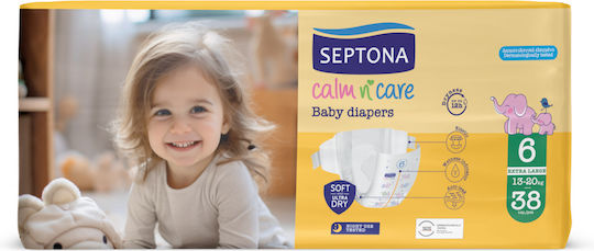 Septona Πάνες με Αυτοκόλλητο Calm n' Care No. 6 για 13-20kg 38τμχ