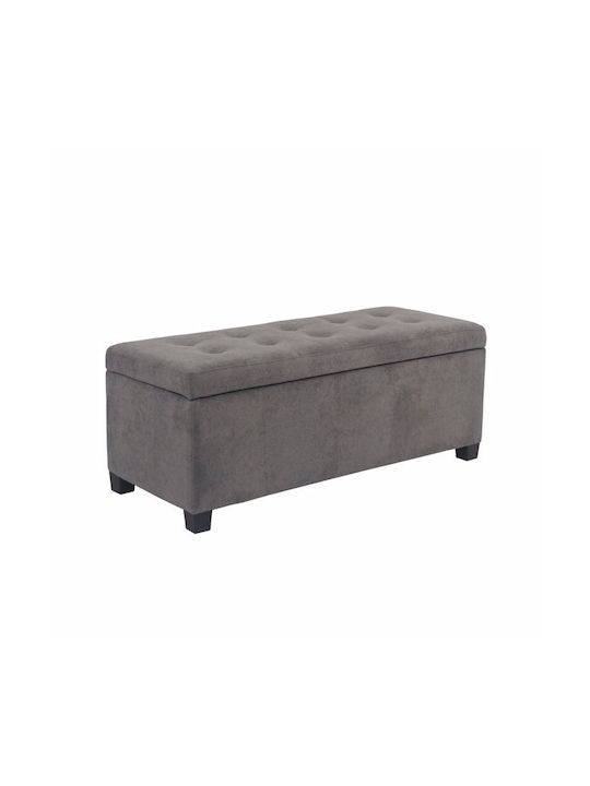 Stool For Living Room With Storage Space Upholstered with Fabric Tip Grey 102x42x40cm