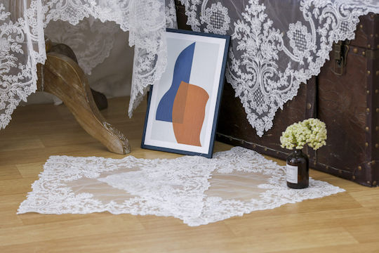 Liolios Home Покривка за маса с бродерия Подредба 3бр Бял