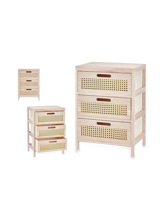 Wooden Chest of Drawers with 3 Drawers Natural 40x29x58cm
