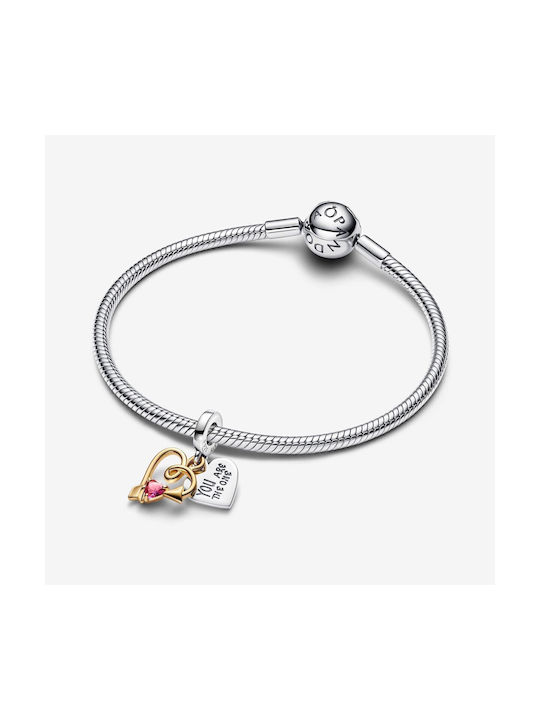 Pandora Charm Καρδιά από Επιχρυσωμένο Ασήμι Κόκκινο