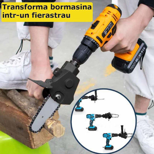 Siks Chainsaw Adapter Electric Drill 6 Inch Chain 1/4 Pitch Multifunctional Portable Wood Accessories Included Black